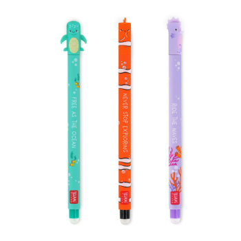 Legami, Set di 3 Penne Gel Cancellabili Under the Sea con Sea Turtle, Clownfish e Seahorse