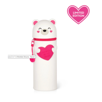 Astuccio 2 in 1 in Morbido Silicone - Kawaii, orso San Valentino