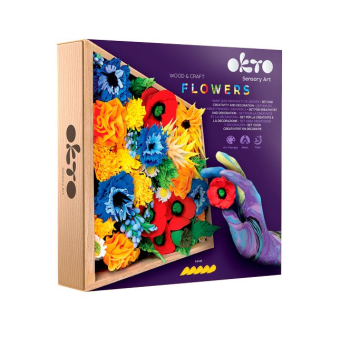 OKTO- Sensory Art Wood&Craft Flowers Freedom- Fiori fai da te 21 x 21 cm