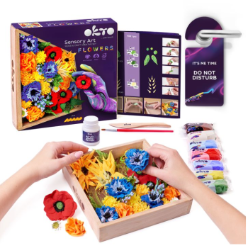 OKTO- Sensory Art Wood&Craft Flowers Freedom- Fiori fai da te 21 x 21 cm
