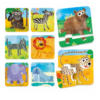 HEADU - 8 Progressive Puzzle Wild - Grandi pezzi adatti ai più piccoli (2/4 Anni)