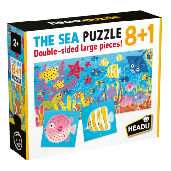 HEADU - Puzzle 8+1 The Sea - Grandi pezzi double-face (2/5 Anni)