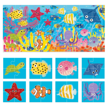HEADU - Puzzle 8+1 The Sea - Grandi pezzi double-face (2/5 Anni)