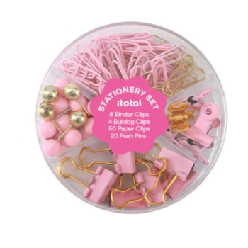 iTotal Set rotondo di graffette e puntine Rosa