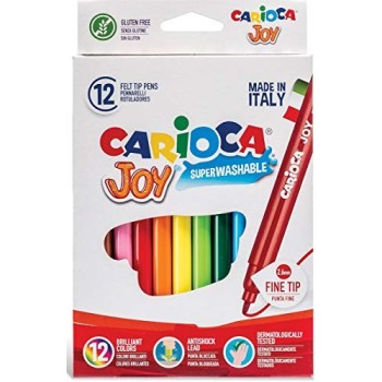 Carioca, Pennarelli Joy da 12 Pennarelli Colorati Punta Fine Lavabili