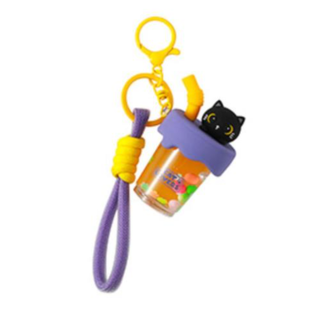i-Total - PORTACHIAVI BUBBLE TEA GATTINO NERO (XL376)