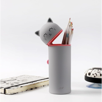 i-Total - Astuccio Silicone allungabile GATTO GRIGIO (XL2484)