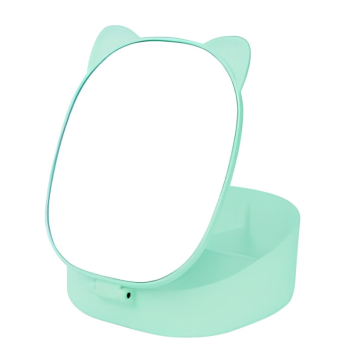 i-Total - Specchio Gatto da Trucco Pieghevole con contenitore Verde (XL2960A)