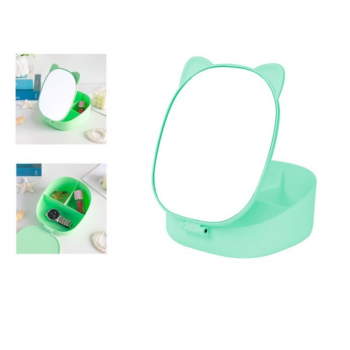 i-Total - Specchio Gatto da Trucco Pieghevole con contenitore Verde (XL2960A)