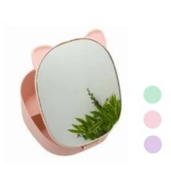 i-Total - Specchio Gatto da Trucco Pieghevole con contenitore Rosa (XL2960B)