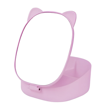 i-Total - Specchio Gatto da Trucco Pieghevole con contenitore Lilla (XL2960C)