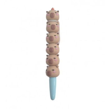 i-Total - Penna Blu Kawaii Girevole – Spinner con Animaletto Capibara 3D in rilievo