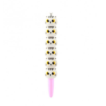 i-Total - Penna Blu Kawaii Girevole – Spinner con Animaletto Gatto Bianco 3D in rilievo