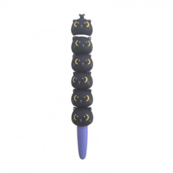 i-Total - Penna Blu Kawaii Girevole – Spinner con Animaletto Gatto Nero 3D in rilievo