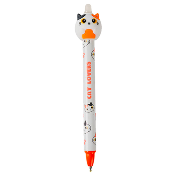 i-Total - Penna cancellabile a scatto con Gatto Arancio 3D di colore blu (XL1839N)