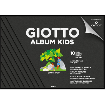 Giotto -  Album Kids da 10 fogli carta nera monoruvida, A4, 220g/m2 (F580600)