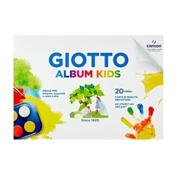 Giotto - Album Kids da 20 fogli carta bianca a grana fine per pittura, A4, 200g/m2 (F580400)