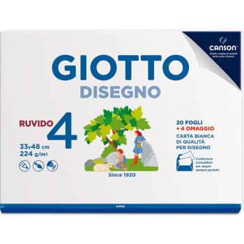 Giotto - Album Disegno 4 da 20 fogli carta bianca - 224g/m - 24x33 cm, RUVIDO