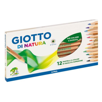 Giotto - Pastelli Di Natura Astuccio Da 12 Matite , 3.8 mm, Colori Intensi