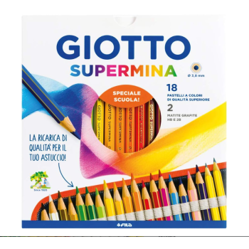 Giotto- Pastelli Supermina Astuccio da 18 +2 Matite In Grafite HB e 2B (F23630000)