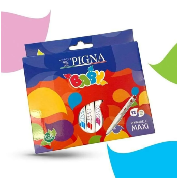 Pigna - Pennarelli Maxi Baby colorati confezione da 12