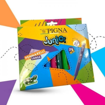 Pigna - Box Offerta Limitata Pennarelli Maxi baby conf.12+6 e Pennarelli Junior 24 Large e 24 Slim + 1 Compasso colore casuale.