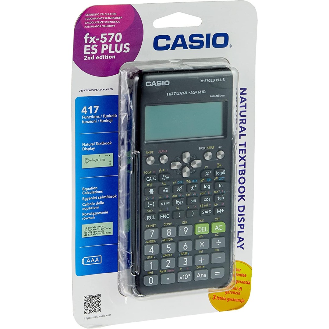 Casio Fx-570Es Plus 2 Calcolatrice Scientifica Con 417 Funzioni, Nero :  : Cancelleria e prodotti per ufficio