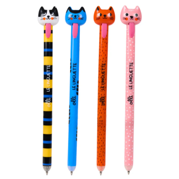 Olli - Penna Cancellabile Le Linguette Cat Inchiostro blu o rosso - colori assortiti