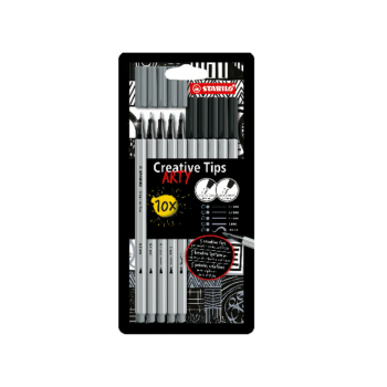 Stabilo - Pennarelli Creative Tips Arty - conf. 10 pz - nero e grigio (89/10-1-20)