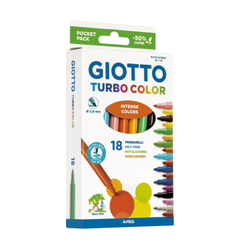Giotto - Pennarelli Turbo Color 18  colori Punta Fine (F07340000)