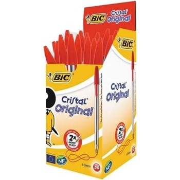 Bic - Penna a sfera Cristal Original Punta Media, 1 mm - Confezione 50 pz Rosso