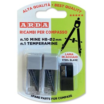 Arda - Blister ricambi per compasso: 10 mine  + 1 temperamine (COMIN)