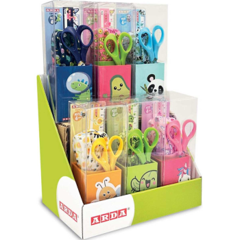 Arda - Kit Fancy Decori assortiti Portapenne, temperamatite, Forbici e Righello (319FANSC)
