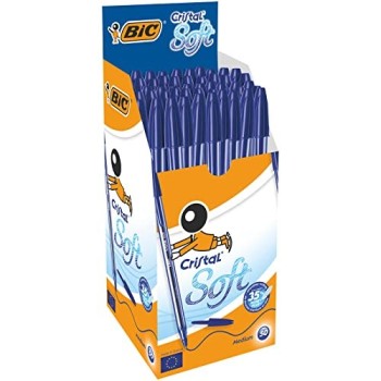 Bic - Penna a Sfera Cristal Soft Punta Media da 1.2 mm Conf. 50 pz Blu