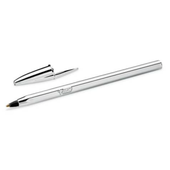 Bic - Penna a sfera Cristal Shine Silver 1 mm - Inchiostro Nero