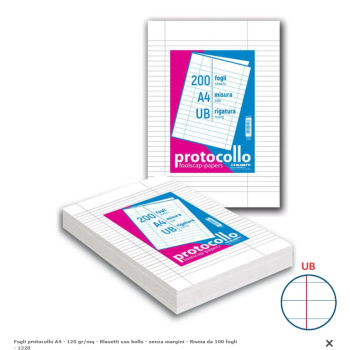 Blasetti - Fogli protocollo A4 - 120 gr/mq - uso bollo - senza margini - Risma da 100 fogli (1320)