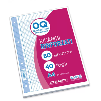 Blasetti - Ricambi Rinforzati A4 80 Gr 40fg Rigatura 0Q quadretti medi con margine (2338)
