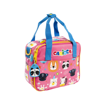 Carioca - Borsa termica Porta Merenda Animal Girl Rosa con stampa animalier e chiusura a zip