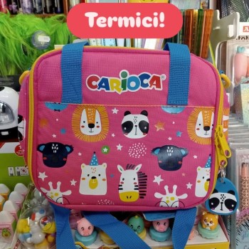 Carioca - Borsa termica Porta Merenda Animal Girl Rosa con stampa animalier e chiusura a zip