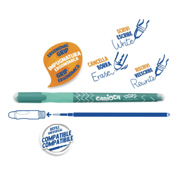 Carioca OOPS Penna Cancellina verde con cappuccio, impugnatura ergonomica