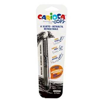 Carioca Oops, Penna cancellabile a scatto con inchiostro termosensibile, colore nero