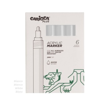 Carioca Plus Marker Acrilici 6 Pz, colore bianco