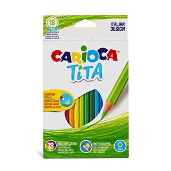 Carioca Tita, Set di Matite in Resina Esagonali, 18 Pezzi