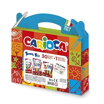 Carioca Travel Kit, Valigetta con Colori in Plastica+ album da colorare