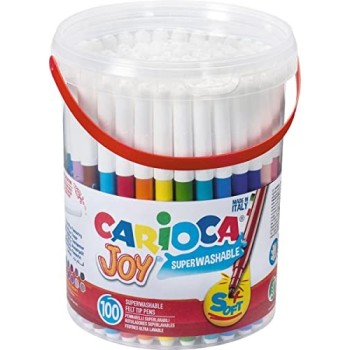 Carioca, Barattolo Pennarelli Con Punta Fine Joy, 100 Pezzi