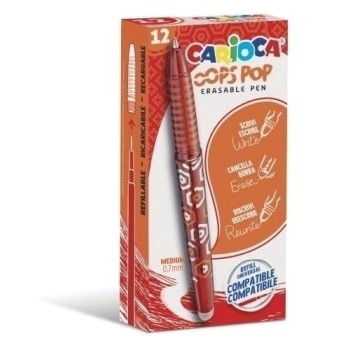 Carioca, Penne cancellabili Oops Pop rosse, 12 pz