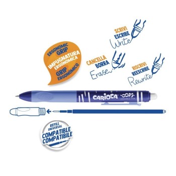 Carioca, Penne cancellabili oops a scatto blu, 12 pz