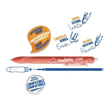 Carioca, Penne cancellabili oops a scatto rosse, 12 pz