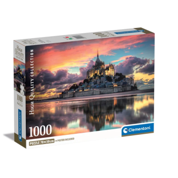 Clementoni - puzzle Città collection – "Il magnifico Mont Saint-Michel” – 1000 pezzi, puzzle adulti