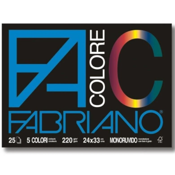 Fabriano - Album da Disegno Colore Monoruvido cm 24x33 cm - 220 g - 5 colori - 25fogli (5251524)